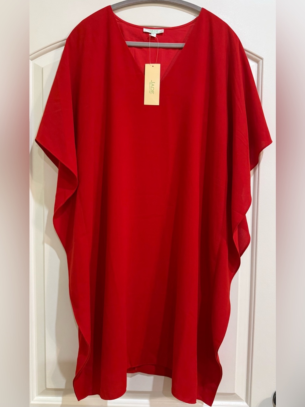 JADE Lilly & Co Red Butterfly Dress V Neck NWT Size Large